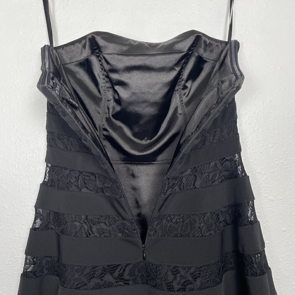 White House Black Market Strapless Lace Striped Bandage Fit and Flare Dress Sz.4 - Picture 9 of 11